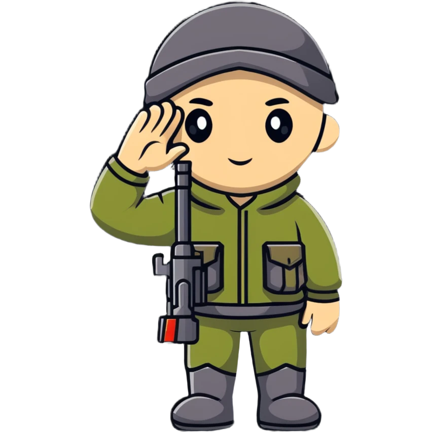 sniper cartoon standing saluting emoji