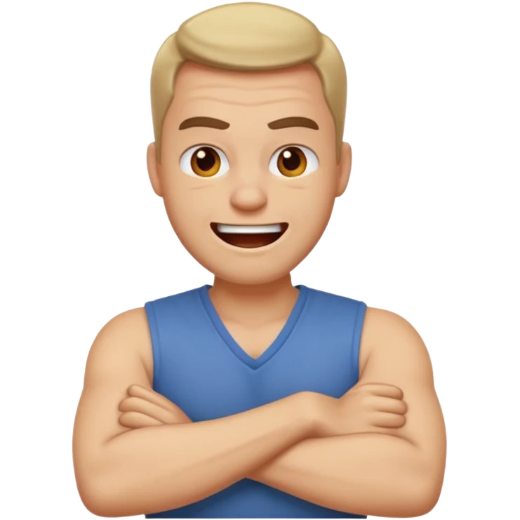 arms crossed around neck angry laughing guy emoji