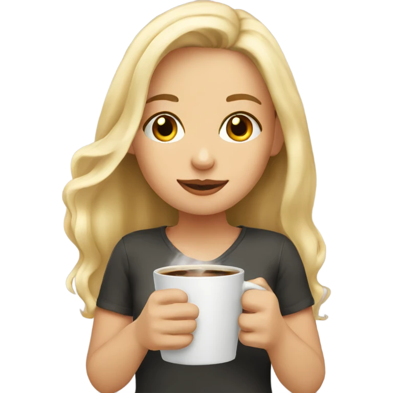 blonde girl with coffee emoji