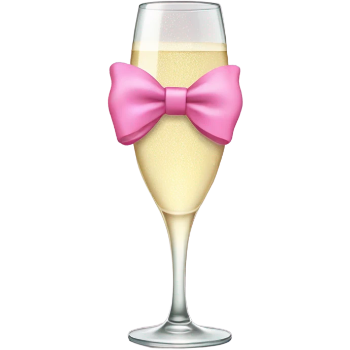 champagne glass with a pink bow emoji
