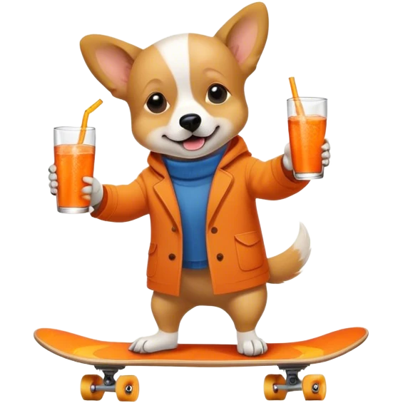 DOG ON A SKATE DRINKING APEROL SPRITZ emoji
