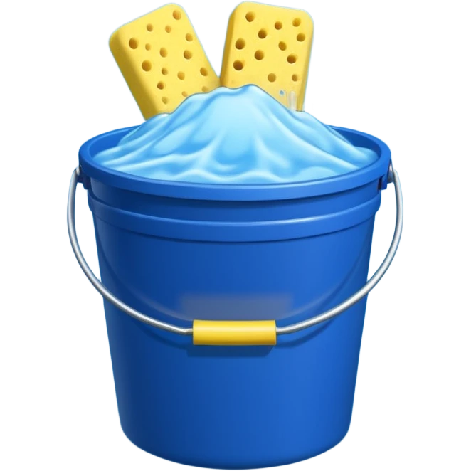 I want emoji with dark blue bucket that is filled with dtergent nd hace car wash sponge in yellow color emoji