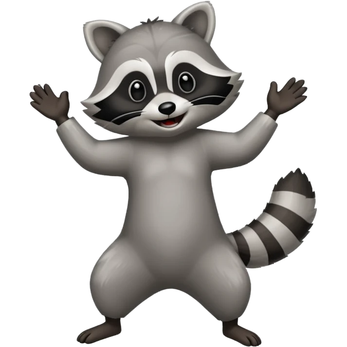 a full body raccoon celebrating / dancing  emoji
