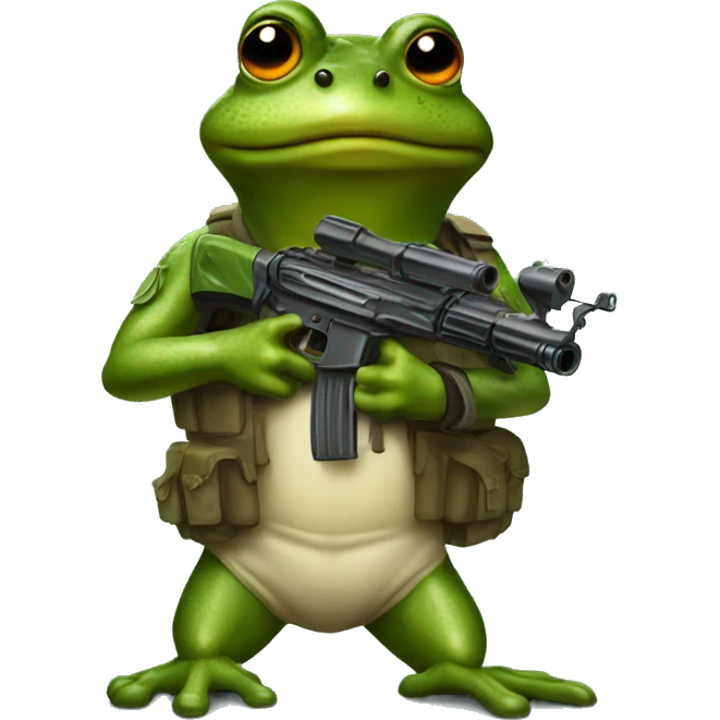 army frog with gun emoji