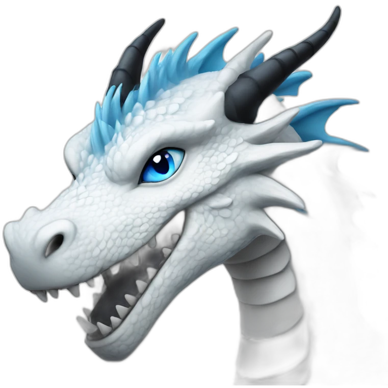 White dragon with black markings with blue eyes emoji