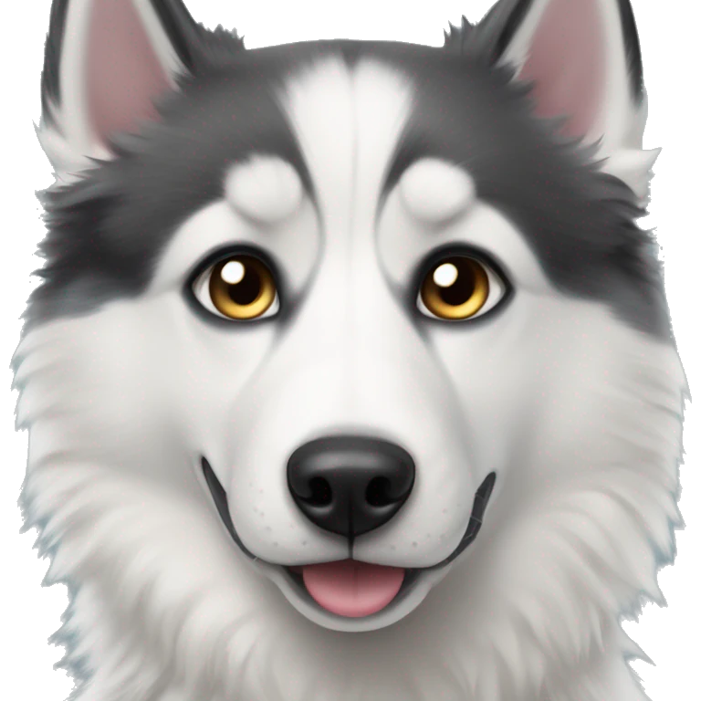 Black and white fluffy husky with heterochromia  emoji