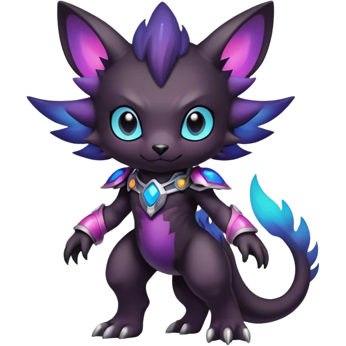Cute cool colorful dark nebula fantasy-Digimon-animal-hybrid full body emoji