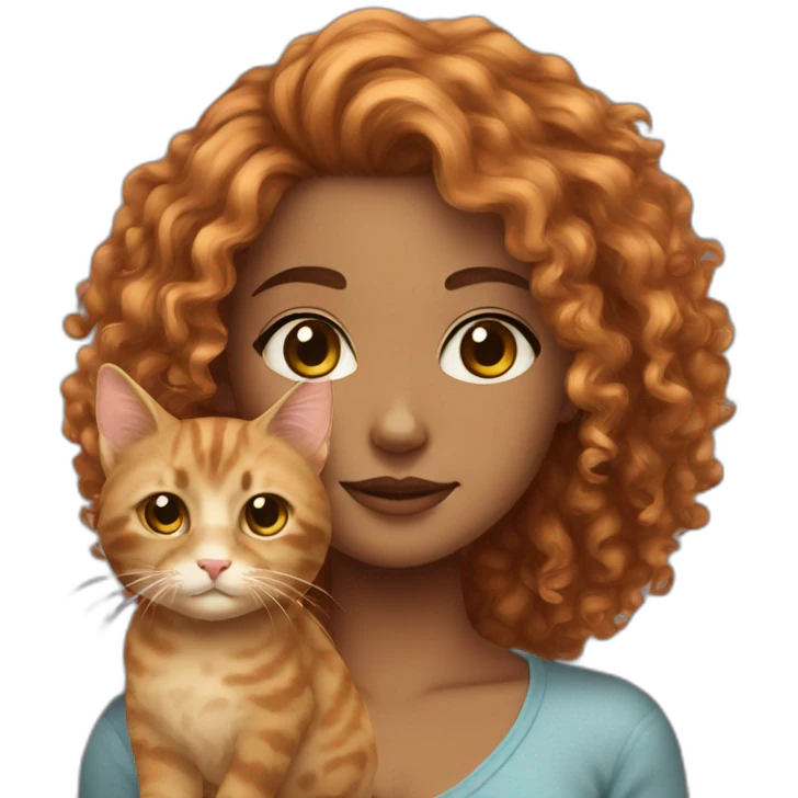 Dyed curly hair Girl with a cat emoji