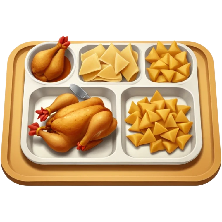 rectangle tray meal with chicken pasts emoji