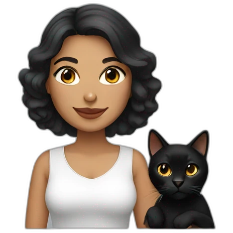 Latina woman with a black cat emoji