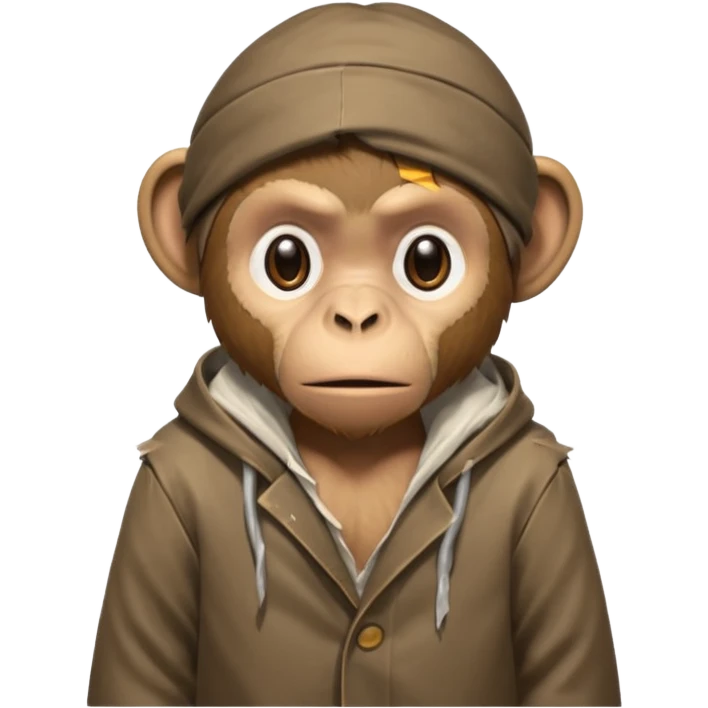 homeless poor monkey with torn clothes  emoji