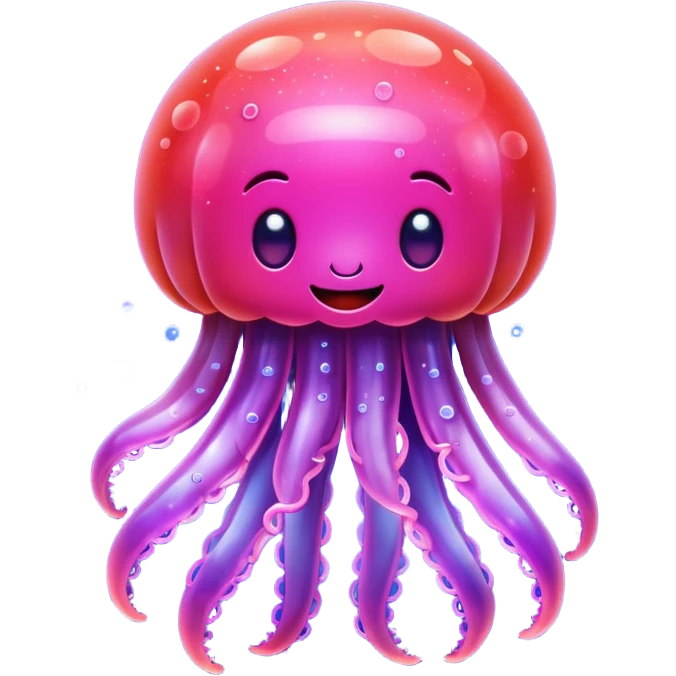 color gradient between red and purple glitter cute happy jellyfish emoji