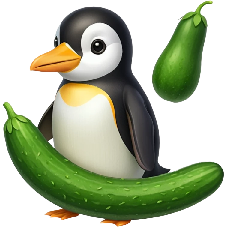 pinguine and a cucumber emoji