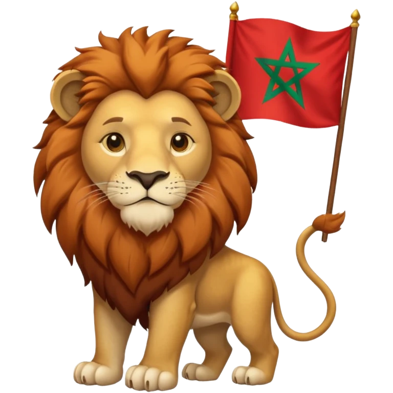 A atlas lion holding a morocco flag emoji