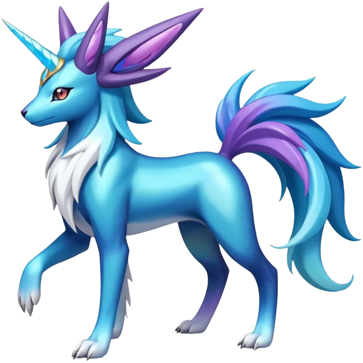 Shiny Colorful Iridescent Amaura-Cobalion-Suicune-fakemon (full body) emoji