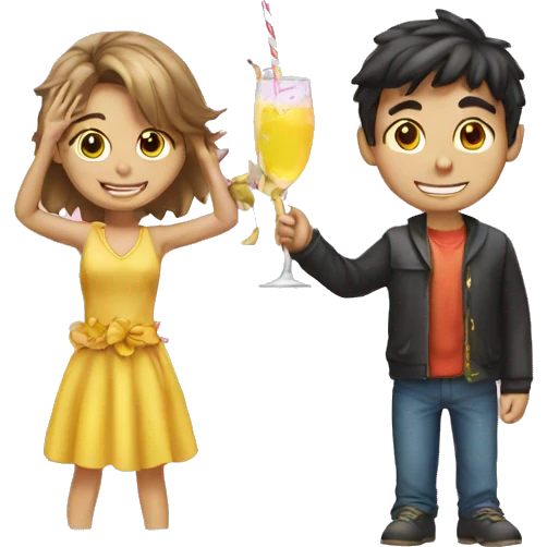 party girl and boy emoji