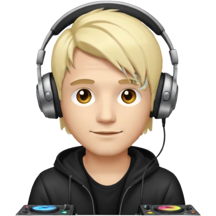 эмодзи парень диджей молодой с диджейский пультом красивый парень со светлыми волосами  emoji