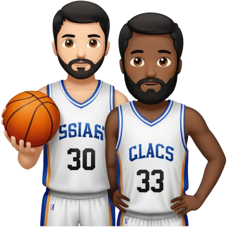 A man in his 30s black hair and bearded man with basketball jersey  emoji