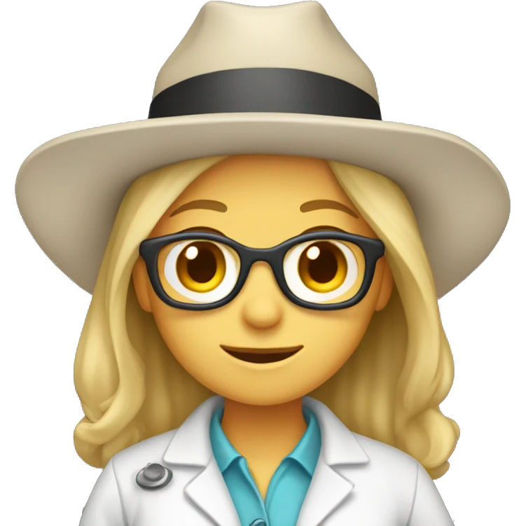 Caucasian Female Lab scientist with a cowgirl hat emoji