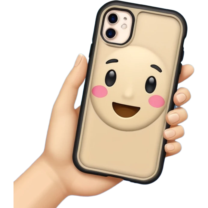 Beige waterproof phone case  emoji