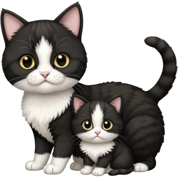 Scottish Tuxedo cat with a baby Scottish Tuxedo cat emoji
