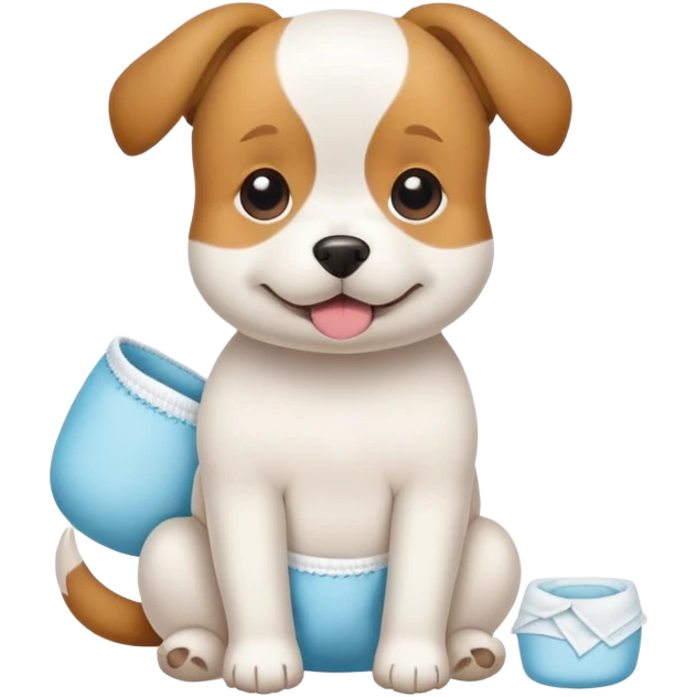 dog learning to wear a diaper, potty training emoji