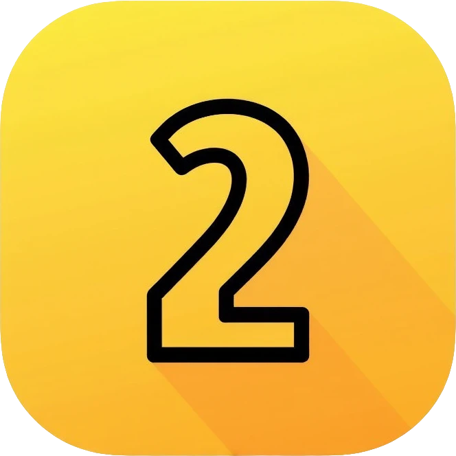 Number 2 on a yellow volumetric background emoji