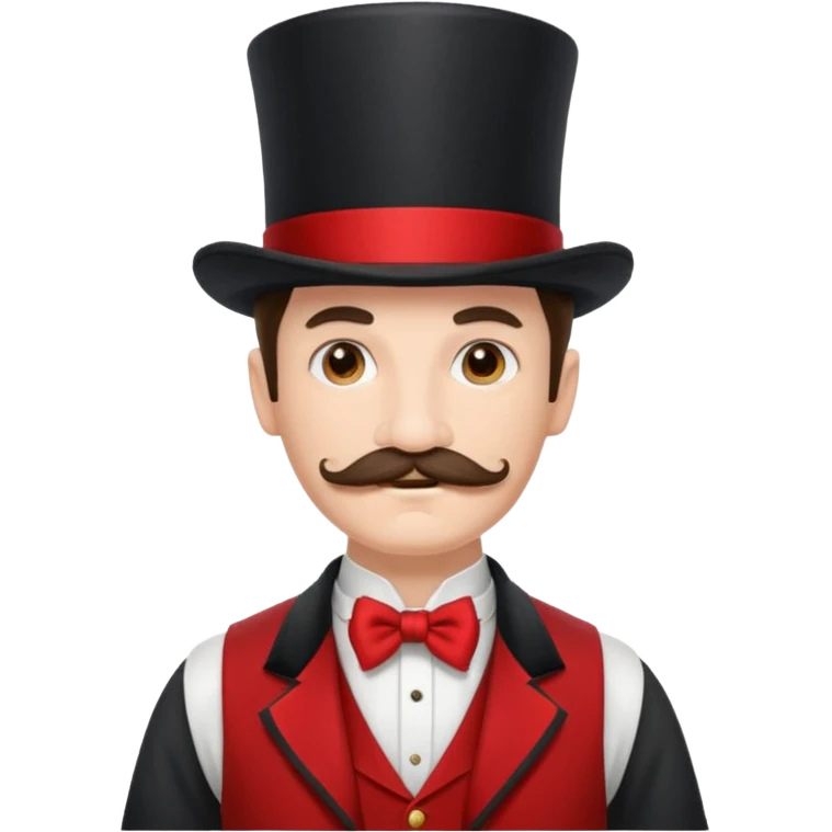 Magician with mustache, wearing a classic top hat emoji