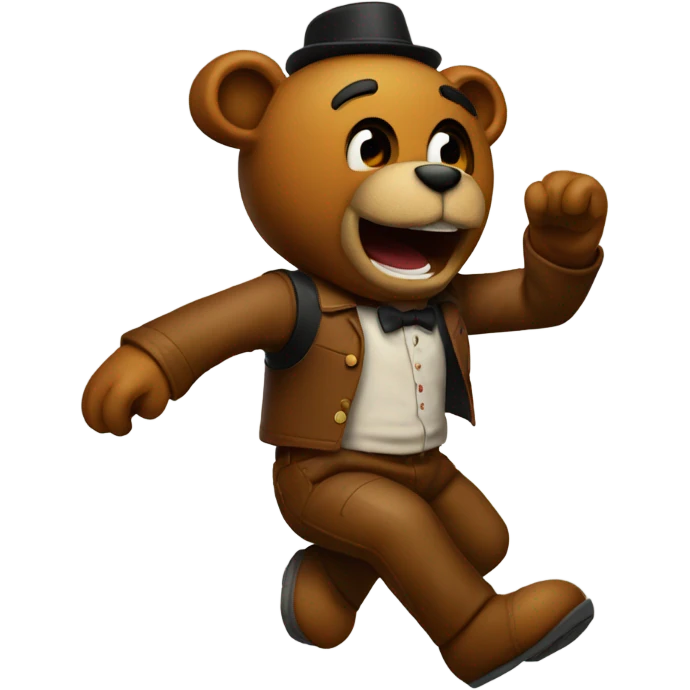 Freddy Fazbear doing a backflip emoji
