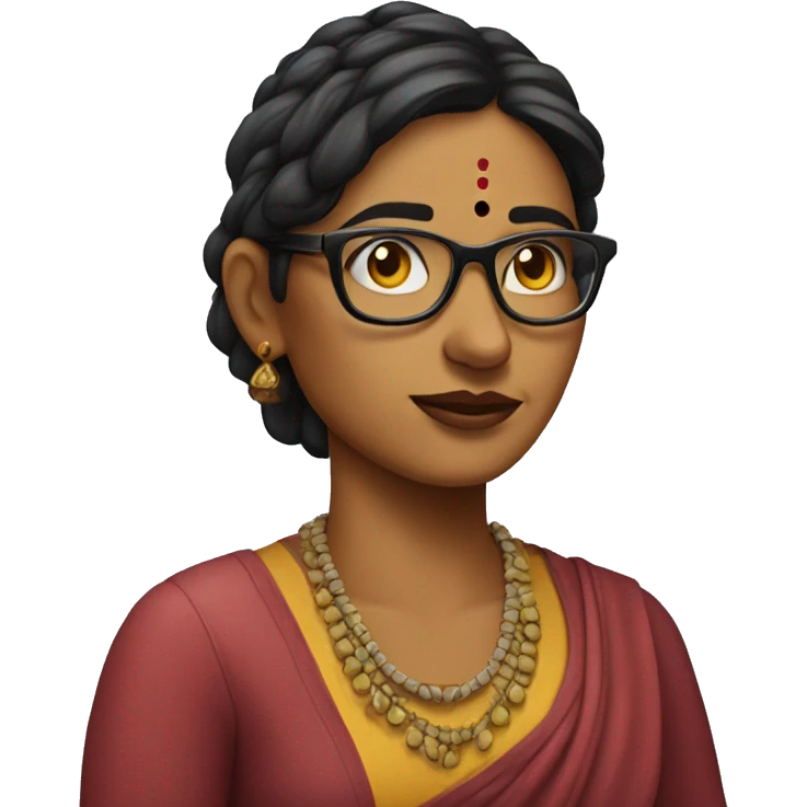 Indian woman with wart on her left side of her face with glasses  emoji