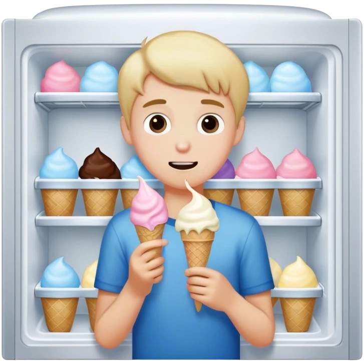 Boy getting ice cream out of the freezer emoji