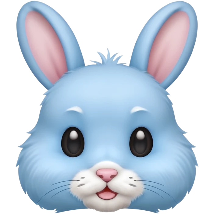 light blue cute rabbit head with extra cute expression emoji