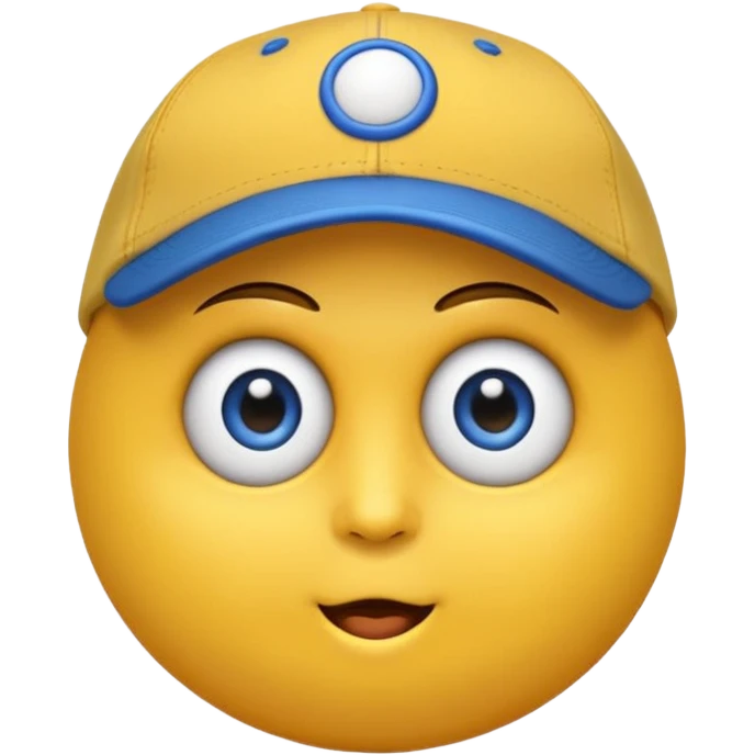 Emoji cara rendonda amarilla con ojos cansado y una gorra de lado emoji