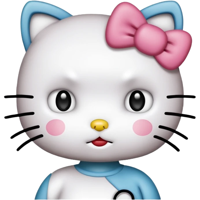 Hello Kitty, confused face with a question mark beside the head. ￼ emoji