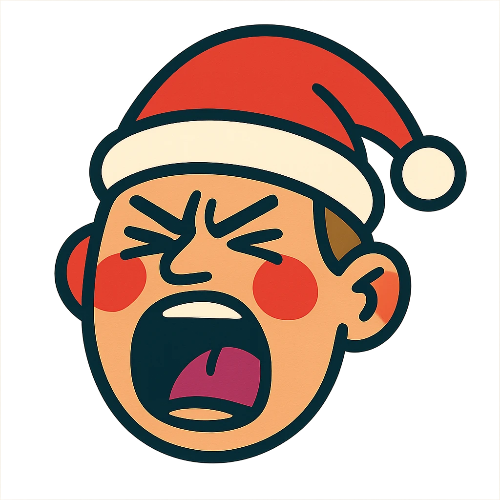 screaming face wearing a Santa hat emoji