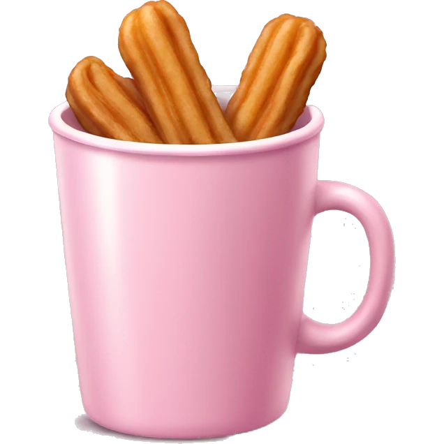 Baby Pink Cup with straight churros inside  emoji