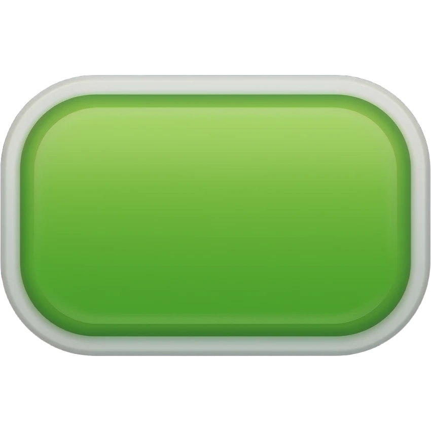 2D casual mobile game UI asset, empty rectangular button, vibrant solid green color with rounded corners, clean white border, flat vector aesthetic, matte finish, no gloss, no 3D effects, ui design, isolated on dark background emoji