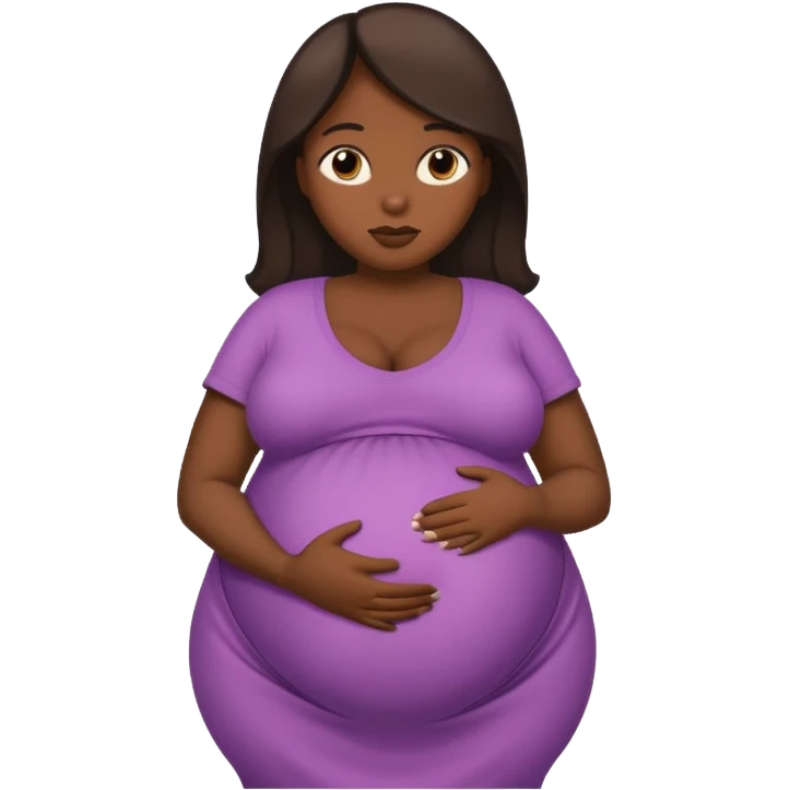 very heavily pregnant overdue woman with unnaturally very large belly emoji