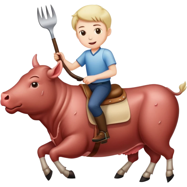boy riding a raw steak emoji