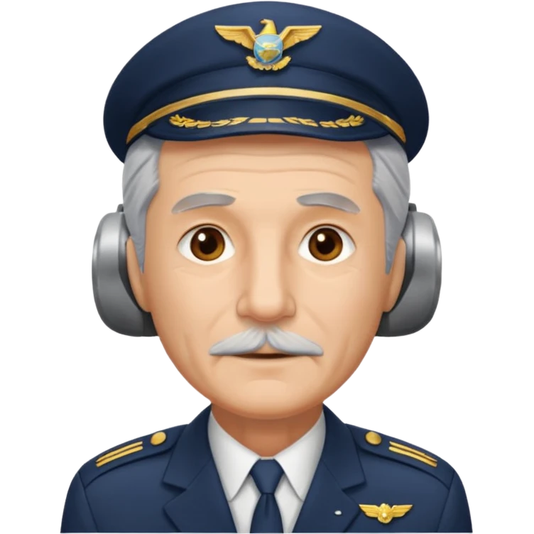 an old airline pilot without mustache emoji