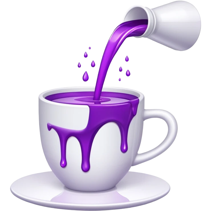 White cup spilling purple liquid  emoji