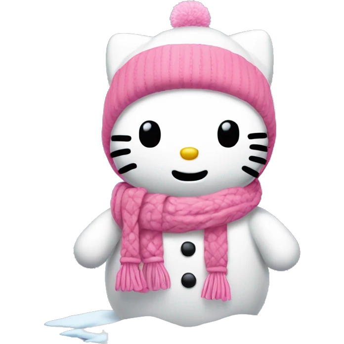 Hello kitty snow man with pink scarf emoji