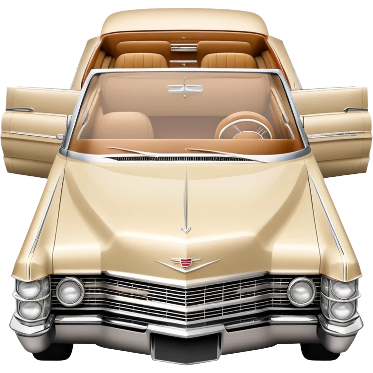 Beige 1966 Cadillac DeVille icon, ultra simplified design, clean 30-degree angle, just essential contours, Once Upon a Hollywood car, iOS emoji style emoji