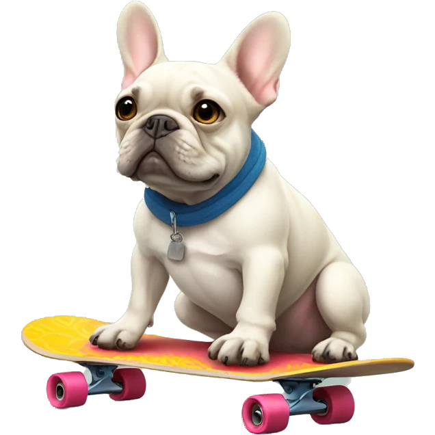 A French bulldog on a skateboard emoji