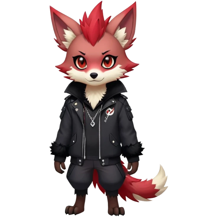 Male edgy cute cool exotic anime-styled Falvie-Fionbri-fantasy-creature-fursona-Fakémon-Pokémon, full body, with markings emoji
