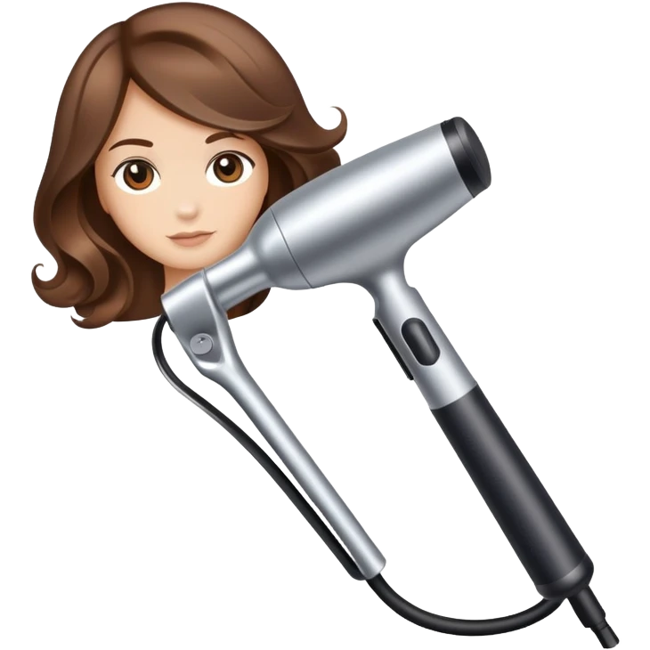 Brown hair straightener curling iron emoji
