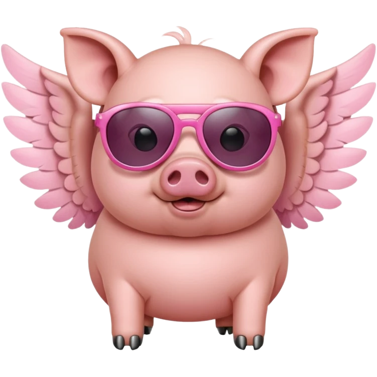 Pig with sunglasses with wings emoji