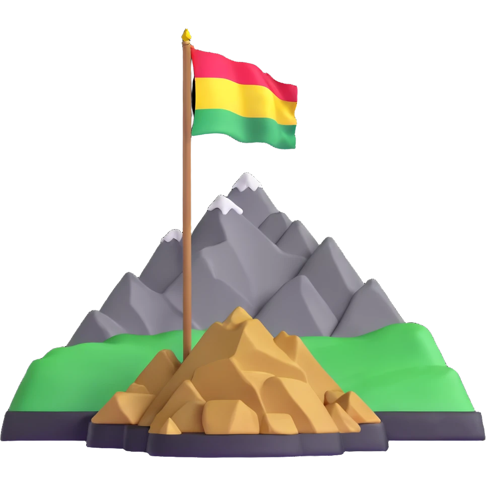 Mountain with Kurdish flag and ancient artifacts emoji