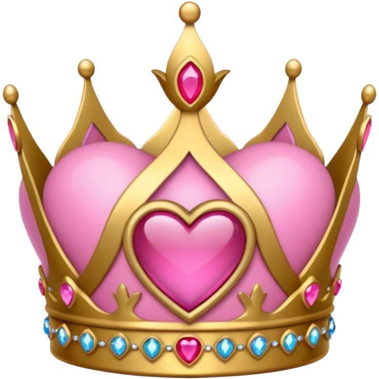 Crown little pink with heart emoji