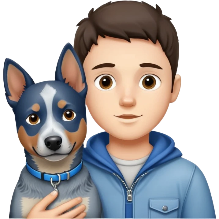 boy with blue heeler dog  emoji